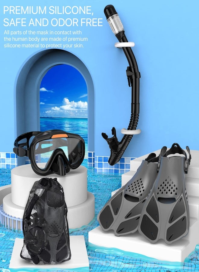 Delavala Adult Snorkeling Kit (Black - L-XL ) - Mask & Dry Snorkel - Quality Equipment for Discovering The Underwater World - Image 5