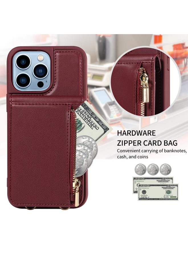 S-TOP Case For iPhone 13 Pro Max Crossbody Lanyard Zipper Wallet Leather Phone Case - Image 2