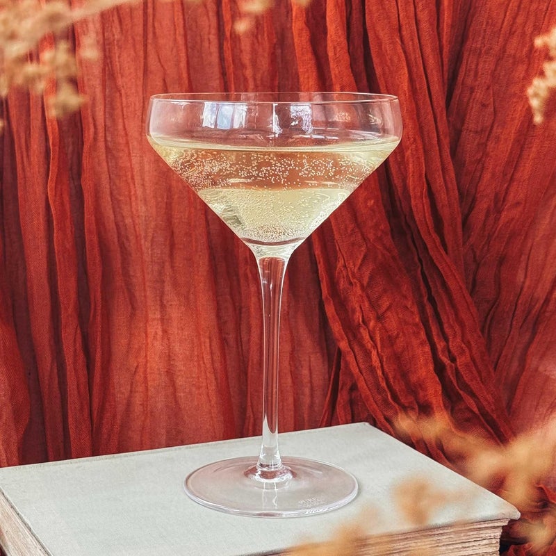Mora PURE The Remy Coupe - Set of 4, 8oz Handblown Premium Crystal Martini Glasses for Cocktail, Gin & Tonic, Cosmopolitan, Manhattan, Bar, Fancy Mixology, etc. Modern Angle Drinking Glassware - Image 5