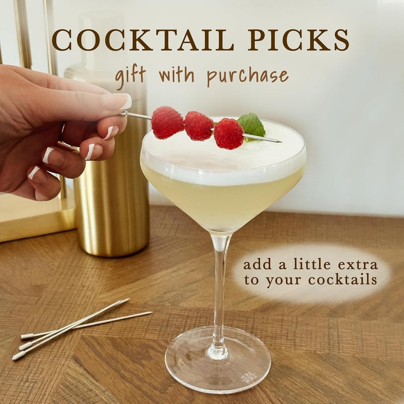 Mora PURE The Remy Coupe - Set of 4, 8oz Handblown Premium Crystal Martini Glasses for Cocktail, Gin & Tonic, Cosmopolitan, Manhattan, Bar, Fancy Mixology, etc. Modern Angle Drinking Glassware - Image 3