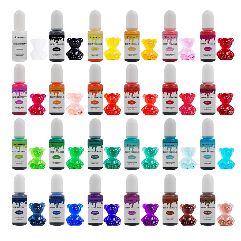 YRYM HT Epoxy Resin Pigment - 24 Colors Non-Toxic Epoxy Resin Dye Liquid for Resin Coloring, Resin Jewelry Making - Concentrated Epoxy Resin Color Pigment for Art, Paint, Crafts - 0.35oz Each - Image 4