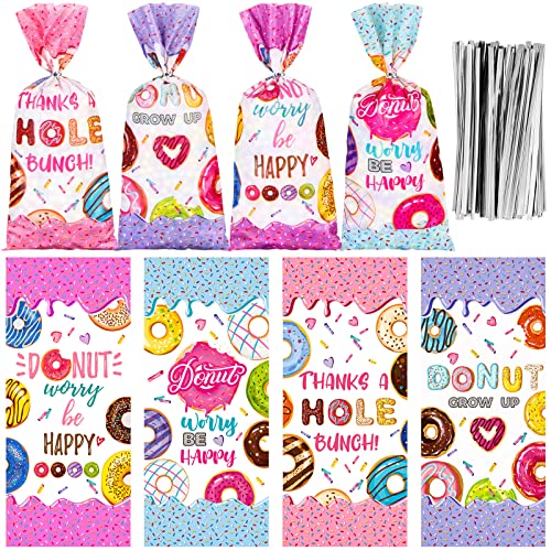 Jetec 100 Pcs Donut Candy Bags Grow up Party Supplies Donut Cellophane Gift Treat Goodie Bags with Ties Two Sweet Theme Birthday Party Decorations - Image 2