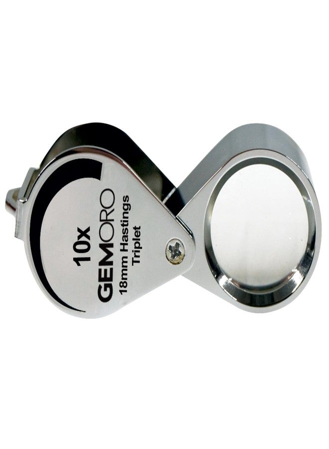 GemOro Jewelers Loupe Magnifier | Chrome Hastings Triplet 10x Jewelry Eye Loop Magnifying Glass Monocle for Watch Repair Diamonds Coins Plants Gems Stamps Rings Earrings | Pocket Microscope (18mm) - Image 1