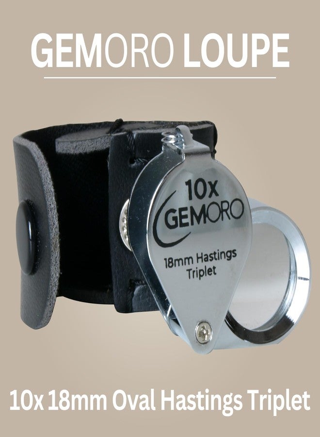 GemOro Jewelers Loupe Magnifier | Chrome Hastings Triplet 10x Jewelry Eye Loop Magnifying Glass Monocle for Watch Repair Diamonds Coins Plants Gems Stamps Rings Earrings | Pocket Microscope (18mm) - Image 2
