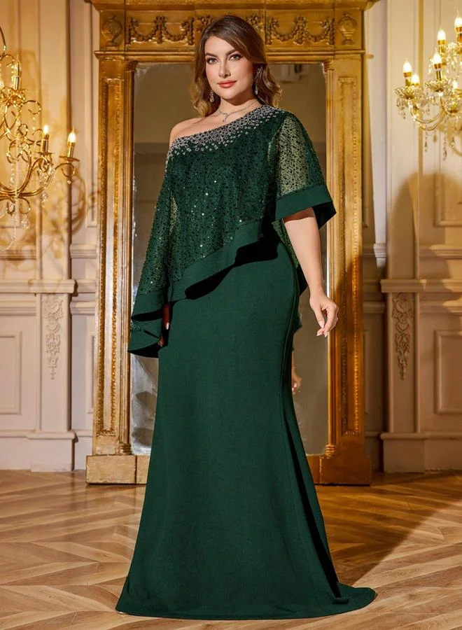 Supgir Plus Shoulder Beaded Dress