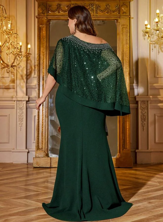 Supgir Plus Shoulder Beaded Dress