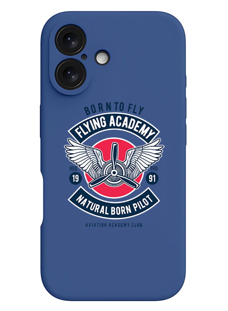 Theodor iPhone 16 Plus Blue Protective Slim Fit Case Liquid Silicone Cover with Full Body Protection Anti-Scratch Shockproof Case For iPhone - Flying cardio - Image 1