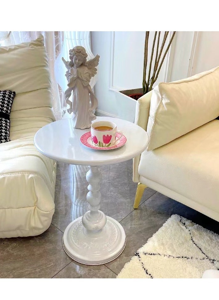 LESHP Nordic Sofa Side Cabinet Living Room Home Small Coffee Table Modern Minimalist Corner, Metal Iron Outdoor Round Table Weather Resistant Anti-Rust Outdoor End Table 52X38X28 Cm  - Image 3
