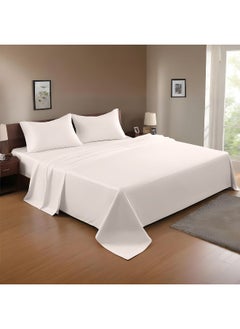 Rest 3-Piece Ivory Plush 200X220 Flat Bedsheet Set Includes 1 Deep Pocket Flat Bedsheet And 2 Pillow Covers, Breathable And Machine Washable  - Image 1