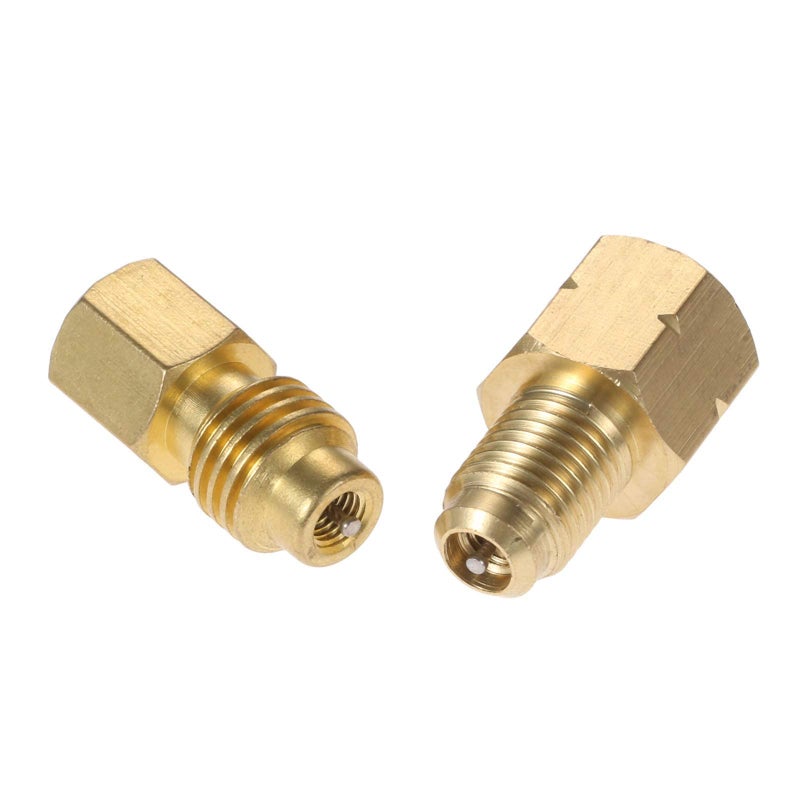 Aupoko 2 PC R1234YF Vacuum Hose Pump Adapter 12 LH x 14 SAE SAE Female FL Brass Valve Core Fit for Refrigeration Conversion