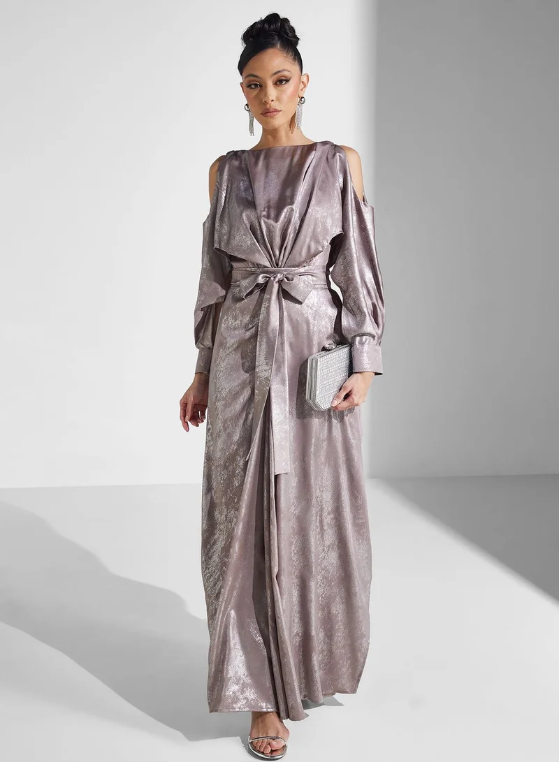 Amri Balloon Sleeve Printed Tiered Dress