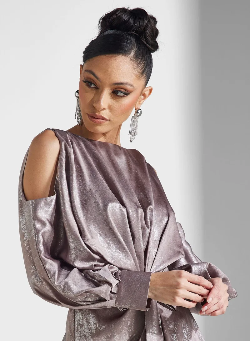 Amri Balloon Sleeve Printed Tiered Dress