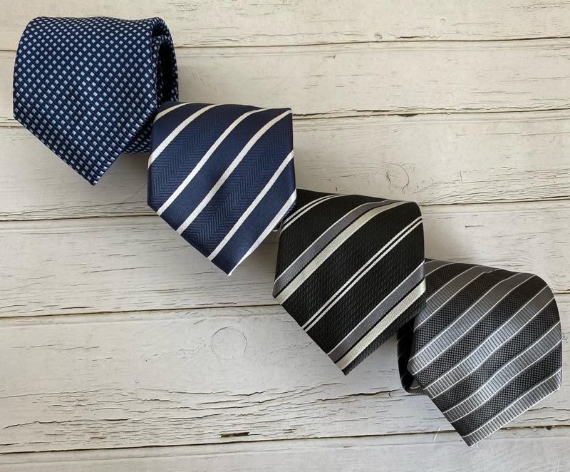 KissTies Mens Striped Necktie Black Gray Tie In Gift Box - Image 4