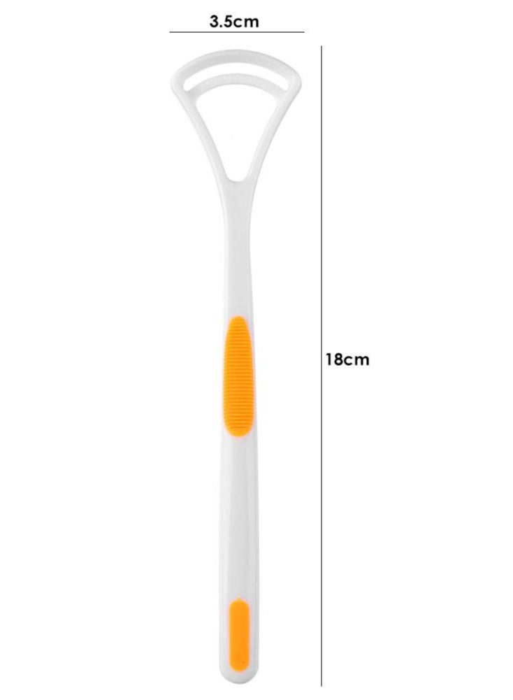 Generic 2-piece set of orange tongue coating cleaner - portable and reusable tongue scraper | efficiently reduces bad breath and improves oral hygiene | easy-to-use tongue brush (health care tool) 3.5x17.5cm  - Image 2