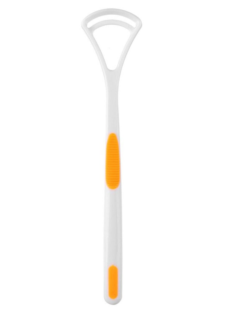 Generic 2-piece set of orange tongue coating cleaner - portable and reusable tongue scraper | efficiently reduces bad breath and improves oral hygiene | easy-to-use tongue brush (health care tool) 3.5x17.5cm  - Image 1