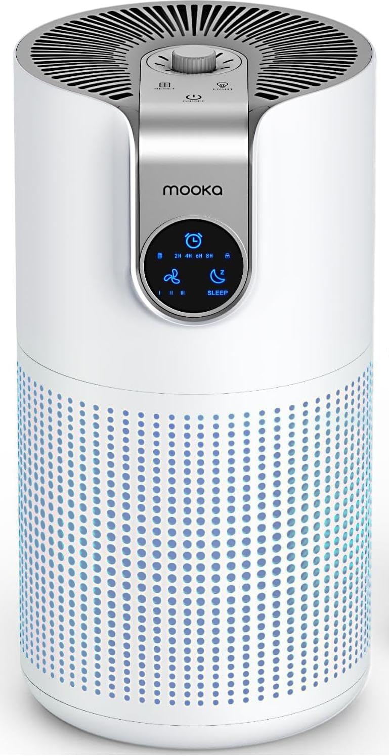 Mooka Air Purifiers for Home Large Room Up to 1500ftÂ² with Aromatherapy, MOOKA HEPA Air Purifier for Bedroom Pets Kitchen, Air Filter Cleaner for Wildfire Smoke Pollen Dust Dander Odor, 15dB, M03 - Image 1