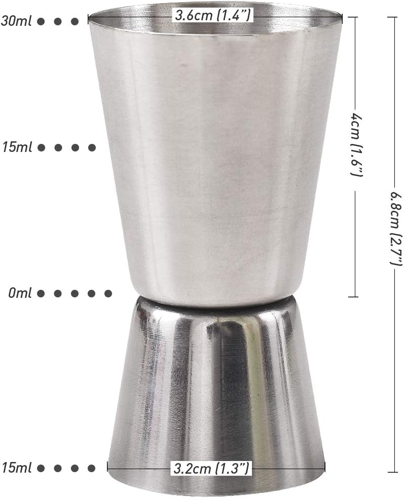 Newk Double Jigger for Bartending, 1/2 & 1 Oz(15 & 30 ML) Stainless Steel Cocktail Measuring Jigger (Set of 4) - Image 2