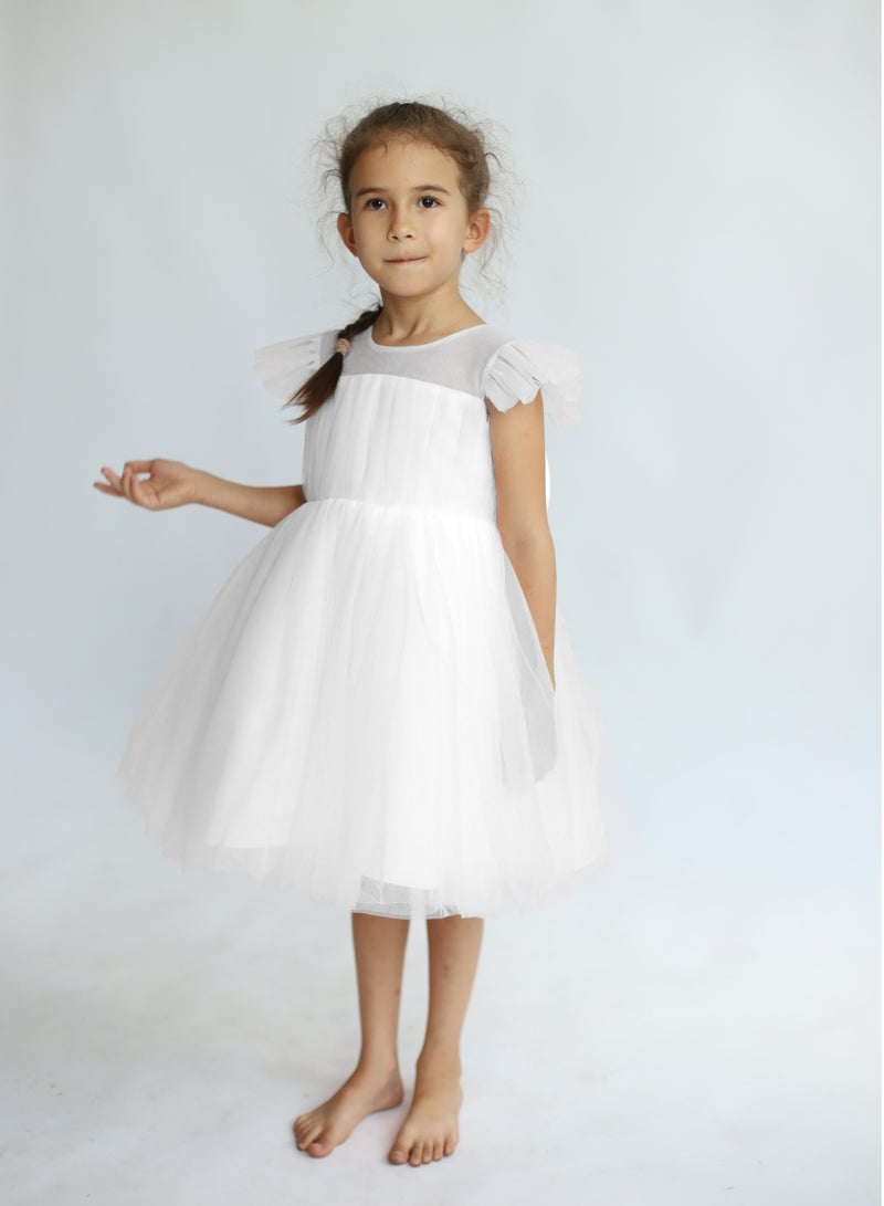 D'Daniela White Tulle Party Dress - Image 1