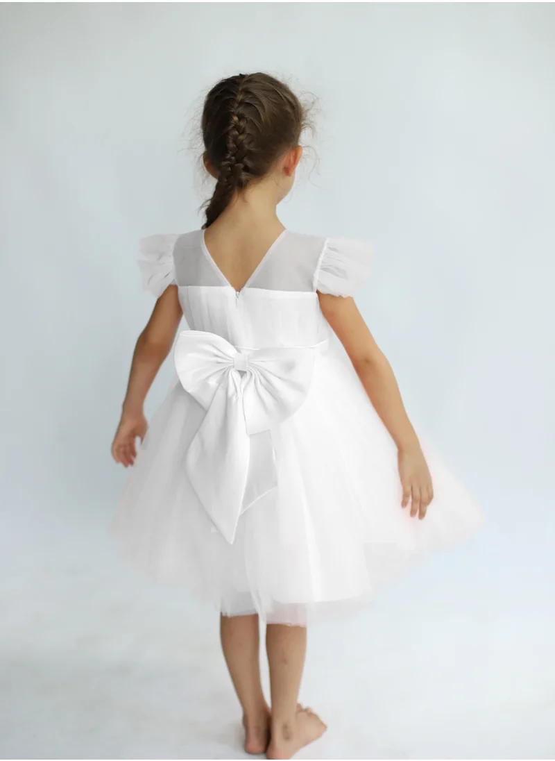 D'Daniela Pleated Flare Dress Ivory