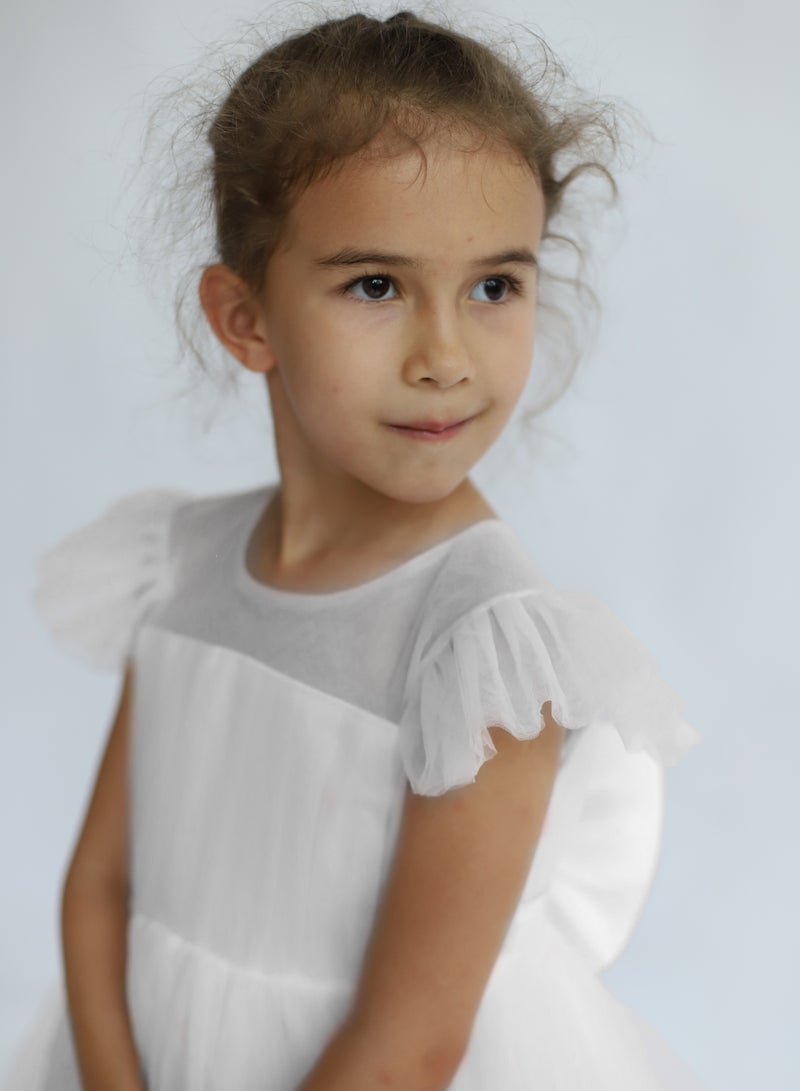 D'Daniela White Tulle Party Dress - Image 3