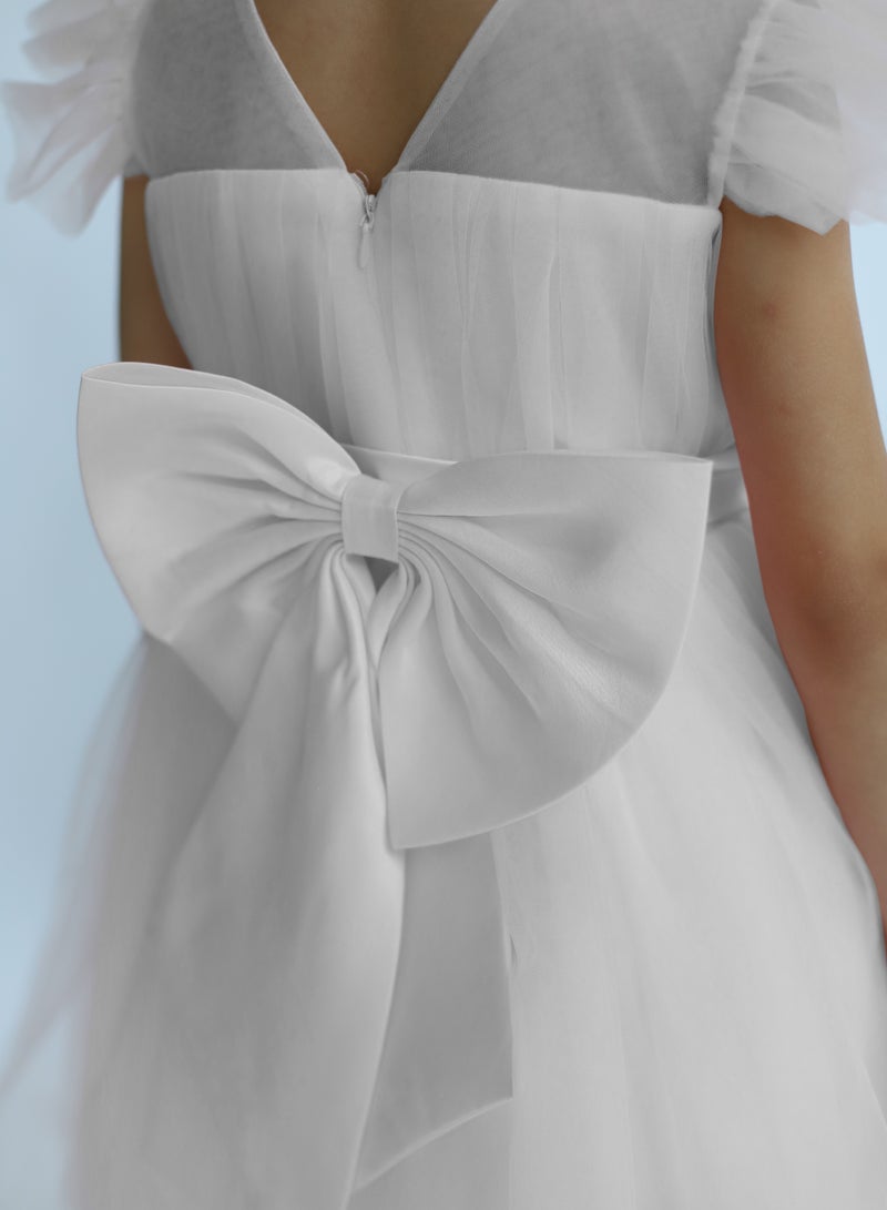 D'Daniela White Tulle Party Dress - Image 4