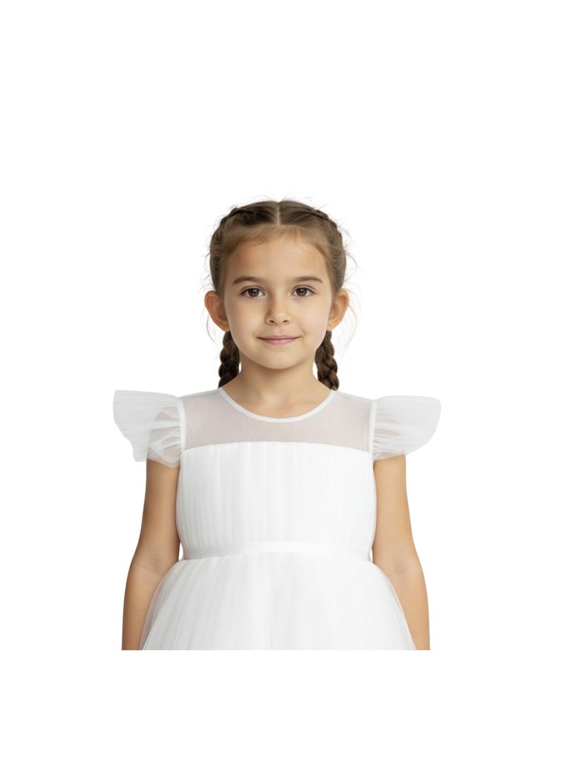 D'Daniela White Tulle Party Dress - Image 3