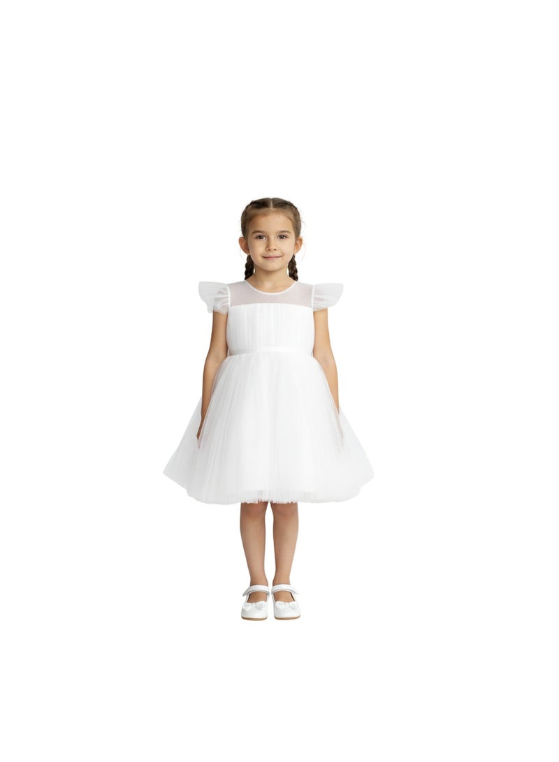 D'Daniela White Tulle Party Dress - Image 1