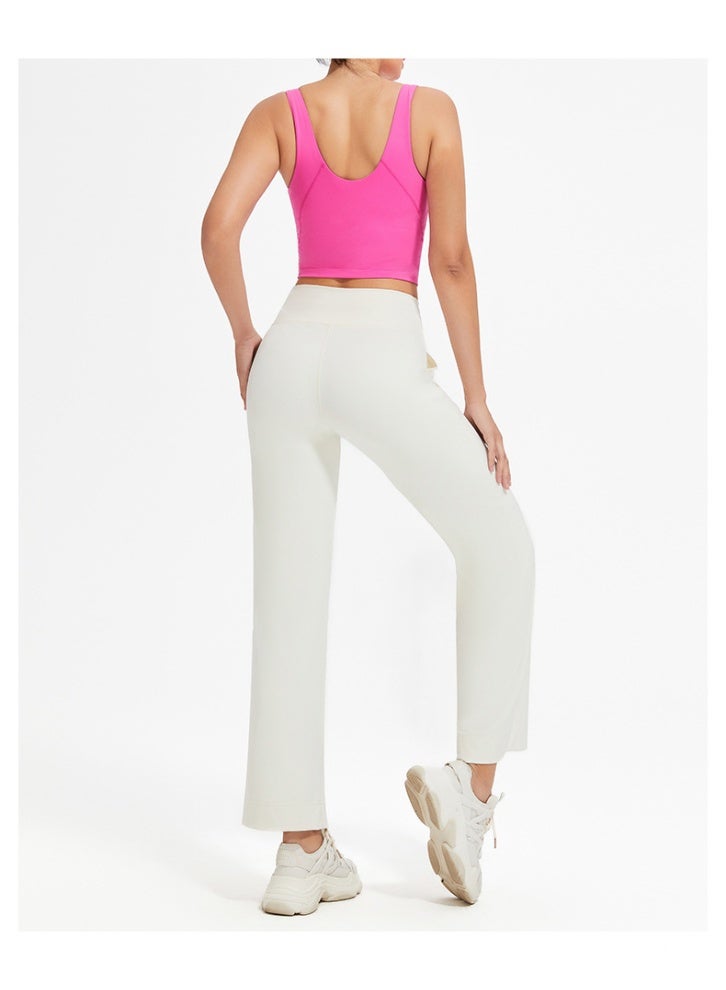 Wide Leg Yoga Pants For Women Solid Color High Waist Sweatpants With Pockets Stretch Comfy Workout Sports Trousers  - Image 2
