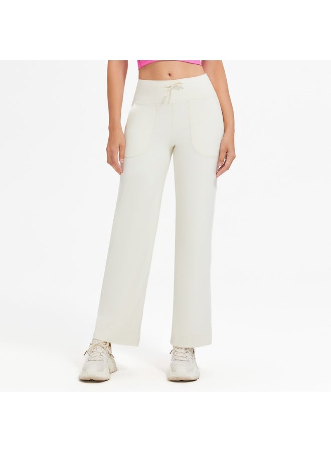 Wide Leg Yoga Pants For Women Solid Color High Waist Sweatpants With Pockets Stretch Comfy Workout Sports Trousers  - Image 1