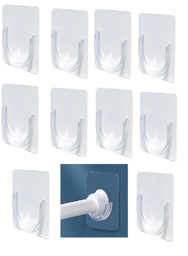 HETVIN Heavy-Duty Self-Adhesive Curtain Rod Brackets – No-Drill Stick-On Holders for Curtain Rods – Durable & Waterproof Rod Supports for Home, Apartment, Rental Spaces (Pack of 10) - Image 1