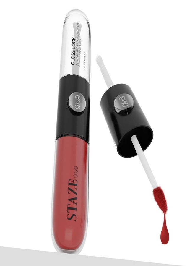 Staze 9to9 Gloss Lock 2-In-1 Liquid Lipstick | Lip Gloss For Long-Lasting Fuller & Plump Lips | Transfer-Proof & 12h Long Stay with Intense Color Payoff | Lightweight & Comfortable|06 I'm Feisty|7g - Image 1