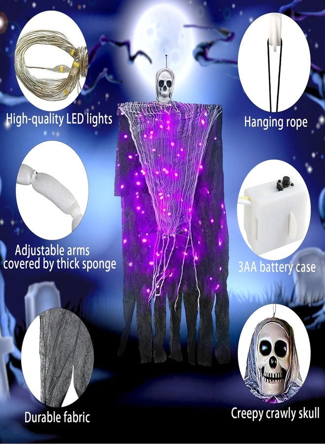 Jendfert Halloween Decorations Outdoor, 2 Pack Hanging Light Ghost Spooky Skeletons Decor Supplies, Haunted Creepy House Halloween Flying Decoration with Yard Tree Porch Garden Party Indoor Décor - Image 2