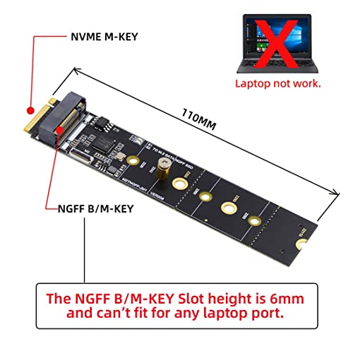 chenyang M2 SSD SATA NGFF BM Key to NVME MKey Expansion Card Converter Adapter JMB582 Chipset for Motherboard 223022422260228022110 - Image 3