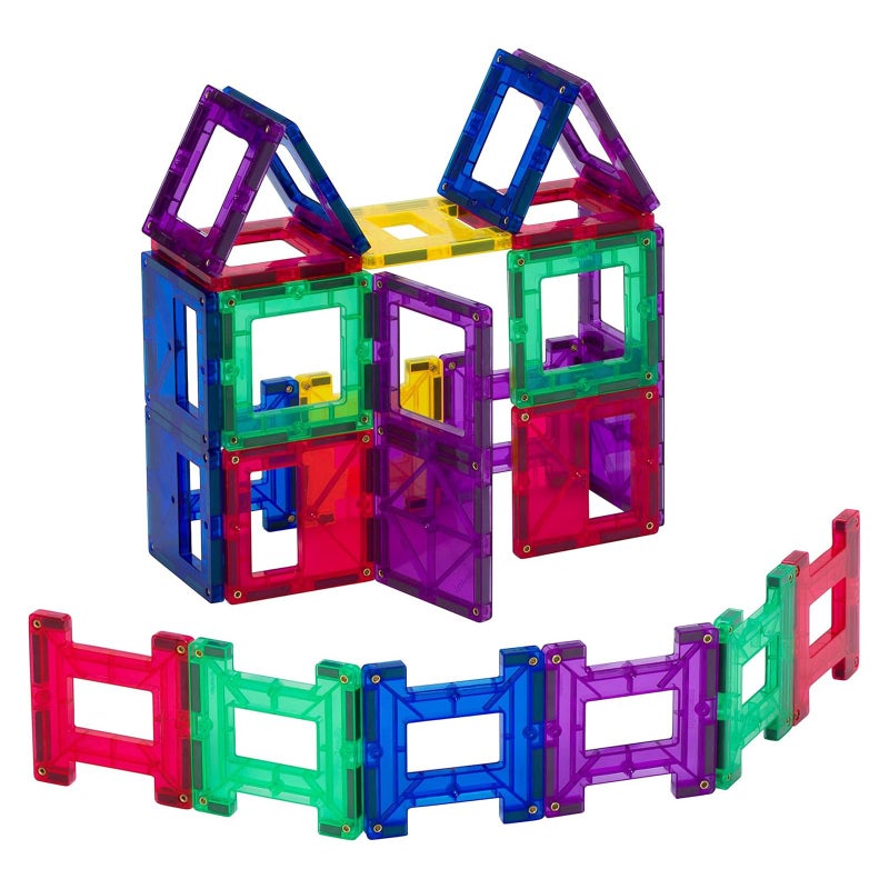 Playmags Playmags 3D Magnetic Blocks for Kids - Magnet Blocks to Learn Shapes, Colors, & Alphabet STEM Magnetic Toys Develop Motor Skills & Creativity-Colorful (24 Piece Set)  - Image 1