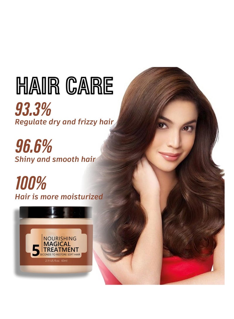 Hair Mask, Nourishing Hair Repair Cream, for Dry, Damaged Hair, Helps to Rebuild Hair's Strength, Builds New Bonds, 5 Seconds to Restore Soft Hair, Deep Suitable for Dry u0026 Damaged Hair-60ml - Image 2