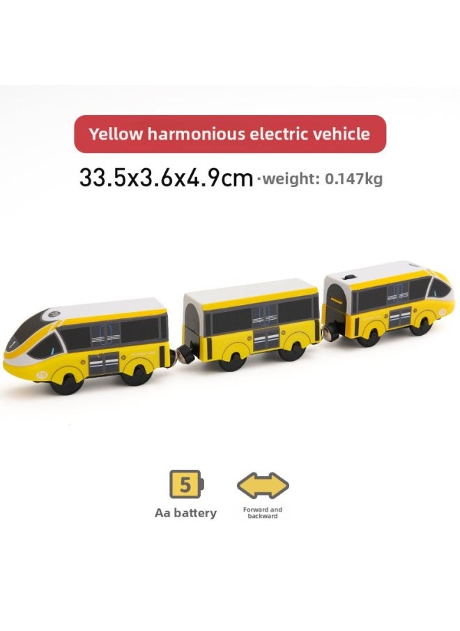 Generic Children's Toy Train Track Luminous Electric Car Simulation Boy Train High-speed Train Model Sound Harmony Number-Color:Yellow Harmonious Number-Scale:Package 1  - Image 1