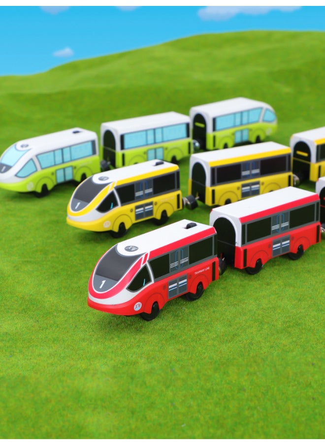 Generic Children's Toy Train Track Luminous Electric Car Simulation Boy Train High-speed Train Model Sound Harmony Number-Color:Yellow Harmonious Number-Scale:Package 1  - Image 3