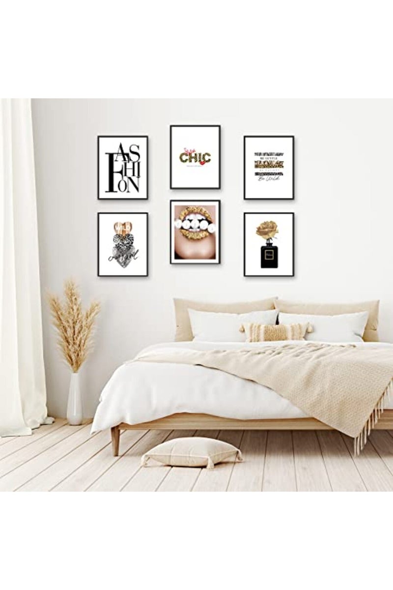HoozGee Glam Gold Fashion Wall Decor Girls Room Decor Wall Art Prints Black and Gold BE WILD/BE PATIENT/BE GENTLE/FASHION CHIC Art Posters Bedroom Gallery Wall Decor (8"x10" UNFRAMED) - Image 3