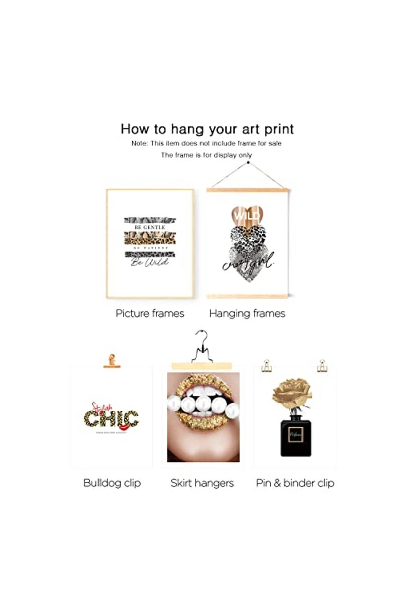 HoozGee Glam Gold Fashion Wall Decor Girls Room Decor Wall Art Prints Black and Gold BE WILD/BE PATIENT/BE GENTLE/FASHION CHIC Art Posters Bedroom Gallery Wall Decor (8"x10" UNFRAMED) - Image 5