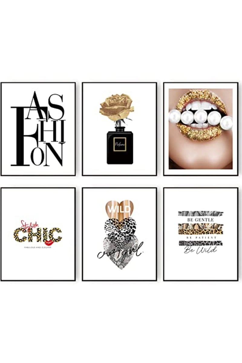 HoozGee Glam Gold Fashion Wall Decor Girls Room Decor Wall Art Prints Black and Gold BE WILD/BE PATIENT/BE GENTLE/FASHION CHIC Art Posters Bedroom Gallery Wall Decor (8"x10" UNFRAMED) - Image 2