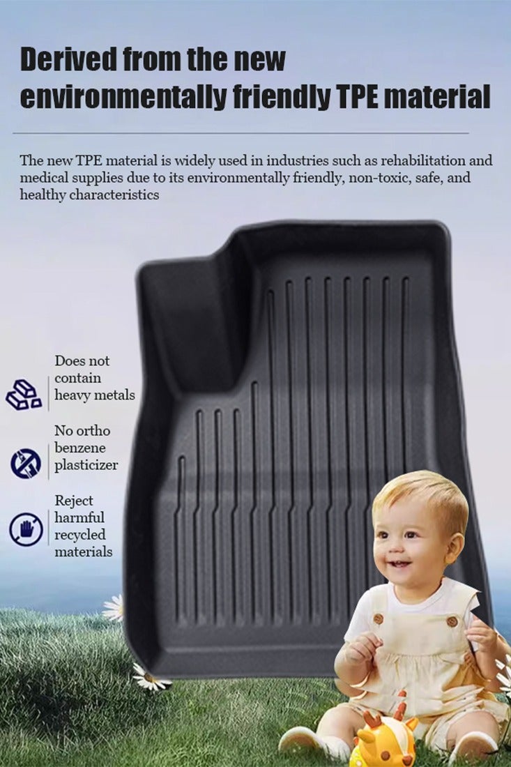 حصيرة سيارة ، مناسبة ل 2019-2022 تسلا نموذج 3 حصيرة سيارة ، مقاومة للارتداء ، سهلة التنظيف ، الراقية ، المادة: TPE. - Image 3