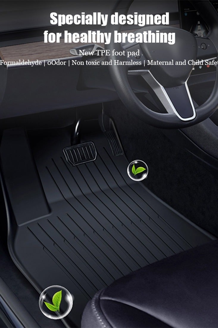 حصيرة سيارة ، مناسبة ل 2019-2022 تسلا نموذج 3 حصيرة سيارة ، مقاومة للارتداء ، سهلة التنظيف ، الراقية ، المادة: TPE. - Image 4