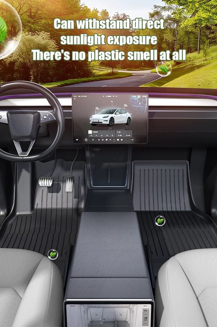 حصيرة سيارة ، مناسبة ل 2019-2022 تسلا نموذج 3 حصيرة سيارة ، مقاومة للارتداء ، سهلة التنظيف ، الراقية ، المادة: TPE. - Image 5