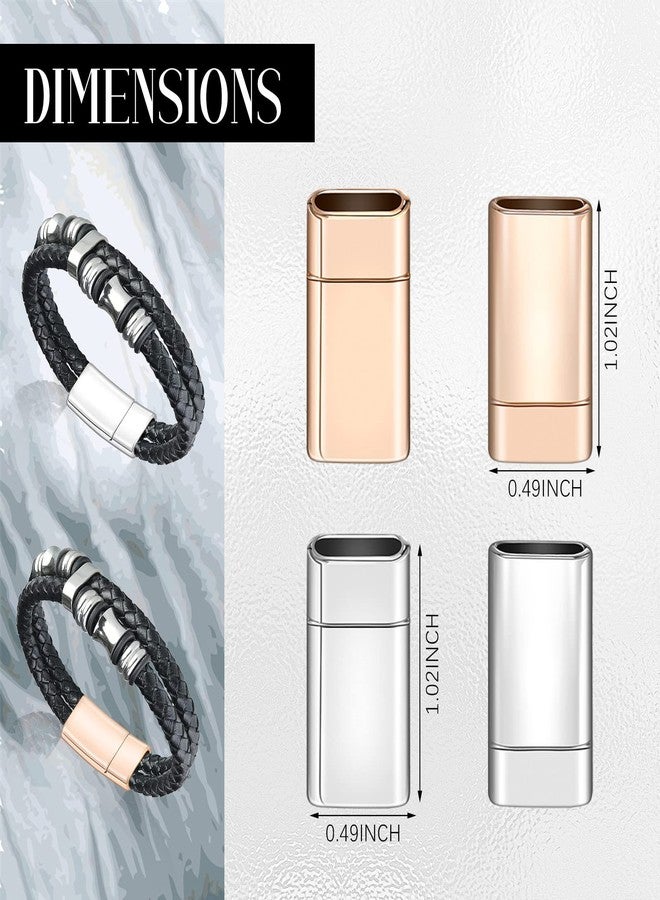 Mtlee 10 Pcs 11.0 x 3.0mm Hole Flat Jewelry Magnetic Clasps and Closure for Leather Bracelet Inner Hole Closure Strip Glue - Image 2