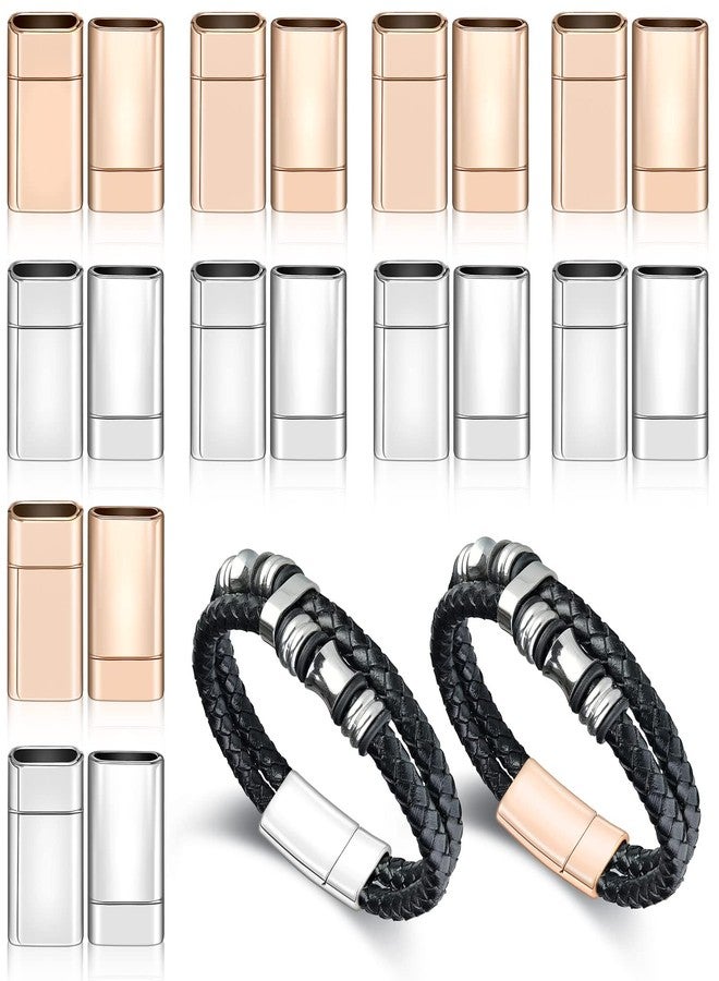 Mtlee 10 Pcs 11.0 x 3.0mm Hole Flat Jewelry Magnetic Clasps and Closure for Leather Bracelet Inner Hole Closure Strip Glue - Image 1