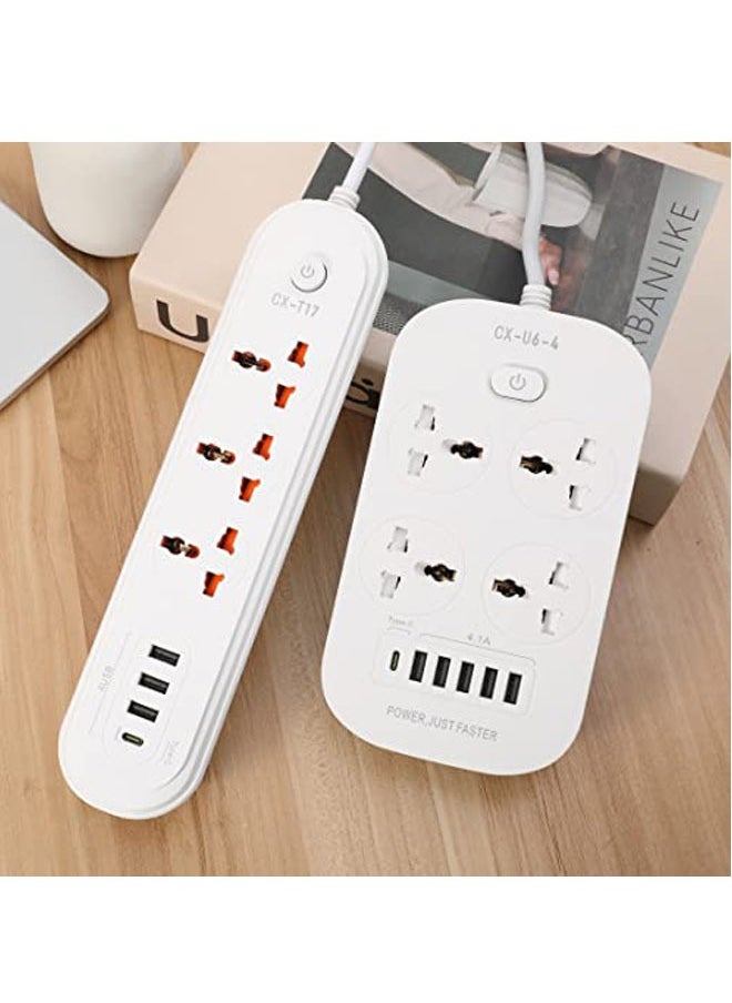 TYCOM - Power Strip Surge Protector with USB-Extension Cord Flat Plug with Widely 3 AC Outlet and 3 USB 1 PD Port Small Desktop Station with 6 feet Power Cord Compact Socket. - Image 1