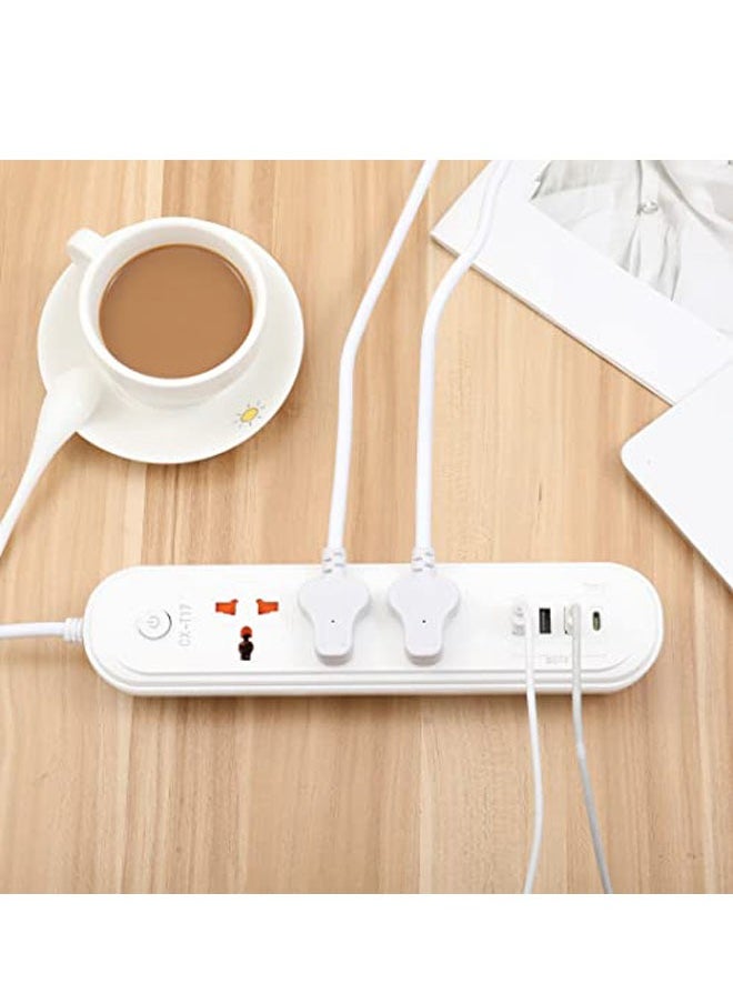 TYCOM - Power Strip Surge Protector with USB-Extension Cord Flat Plug with Widely 3 AC Outlet and 3 USB 1 PD Port Small Desktop Station with 6 feet Power Cord Compact Socket. - Image 1