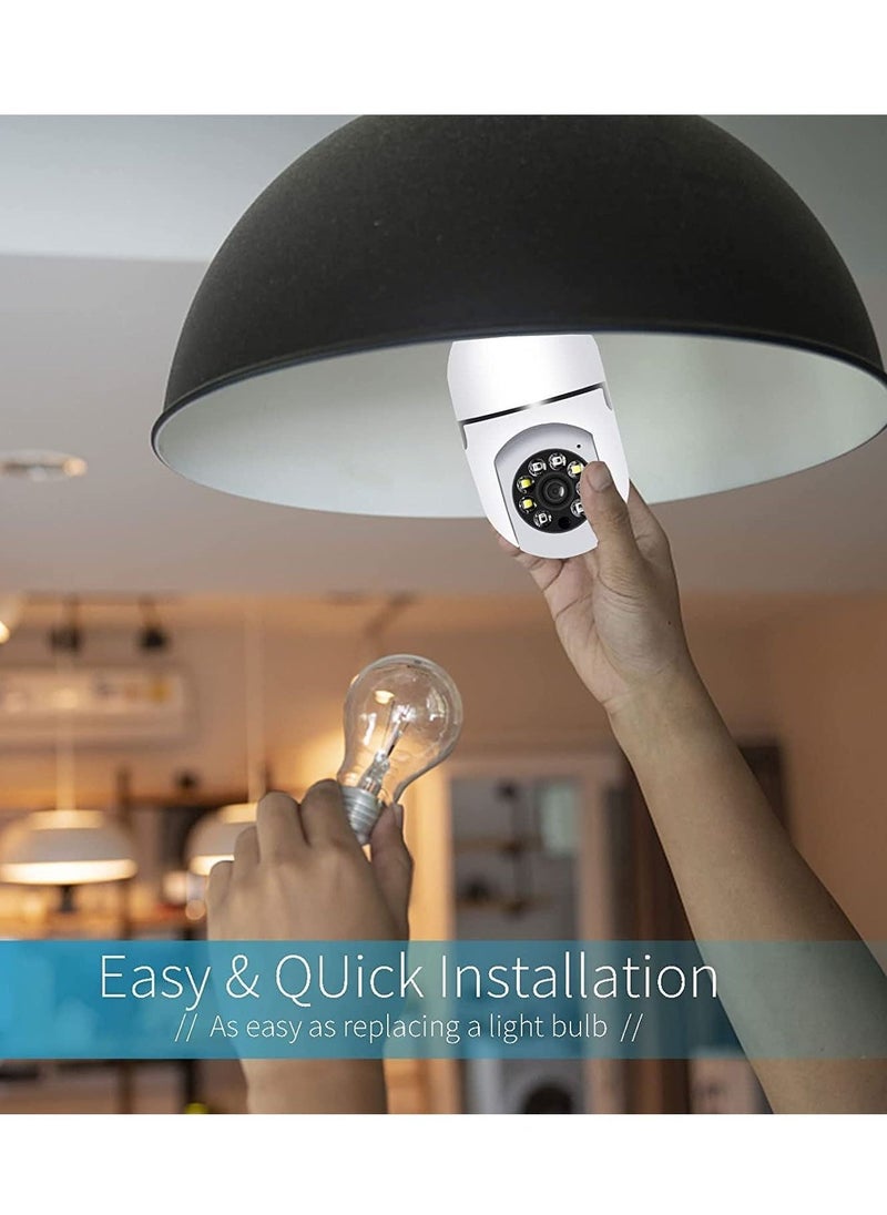 1080P Wireless Wifi Pan Tilt Light Bulb Security Camera 360 Degrees 3.0MP Cam Home Surveillance CCTV IP Camera With Night Vision Two Way Audio Smart Motion Detection - Image 5