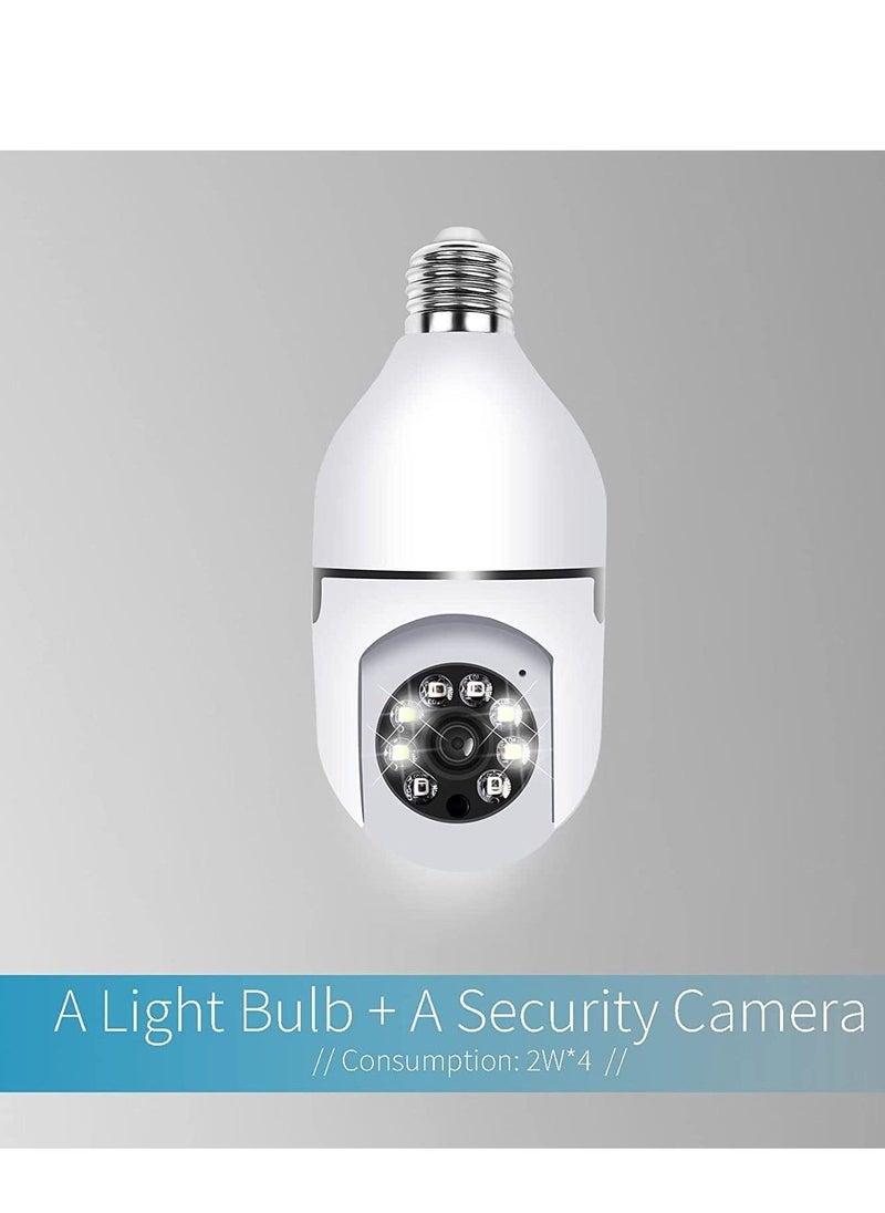 1080P Wireless Wifi Pan Tilt Light Bulb Security Camera 360 Degrees 3.0MP Cam Home Surveillance CCTV IP Camera With Night Vision Two Way Audio Smart Motion Detection - Image 2