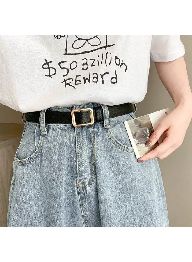 Goolsky 1 Unisex Black Vintage Pin Buckle PU Leather Belt for Jeans, Men's Trendy Simple Versatile Waistband - Image 2